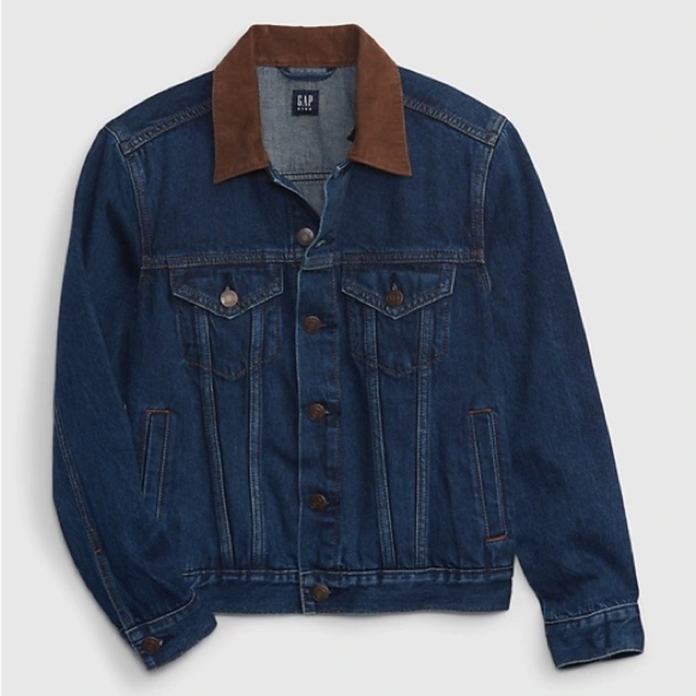 NWT Gap Kids Denim Icon Jacket with Corduroy Collar